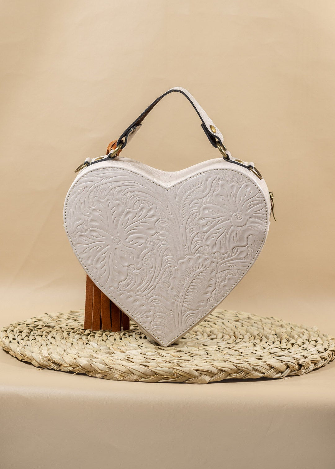 Bolsa corazón Beige Pelo